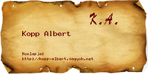 Kopp Albert névjegykártya