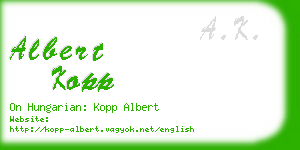 albert kopp business card